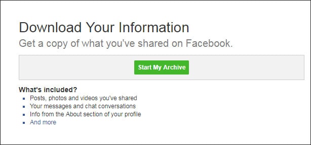 start archive facebook