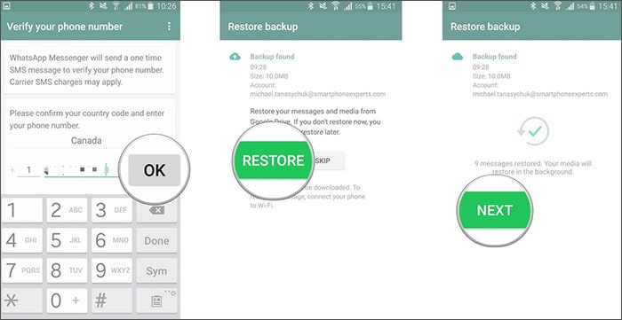 recover whatsapp account on new device