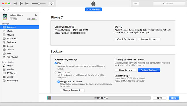 backup iphone with itunes