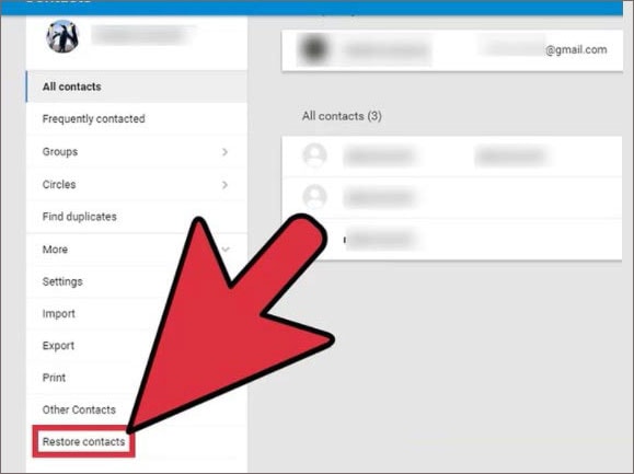 how to restore contacts from google