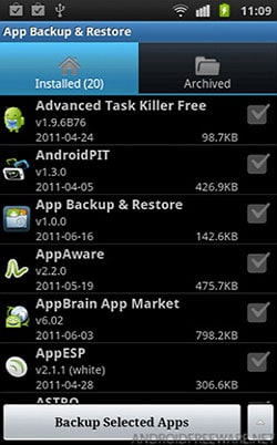 backup apps from Android