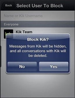 how to block people on kik
