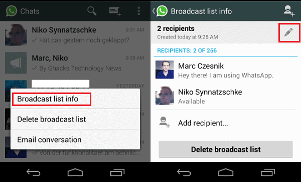 
How to use broadcast lists