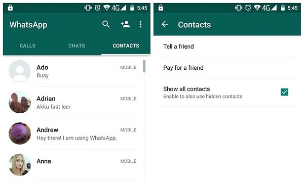 whatsapp contact list