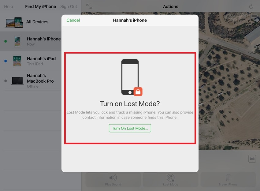 turn on lost mode on iphone
