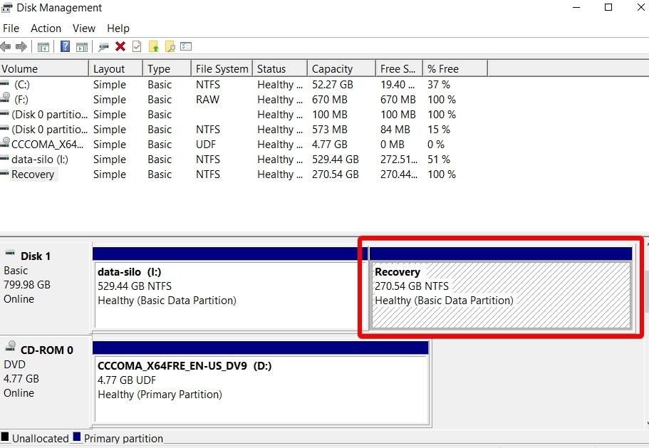 windows recovery partition