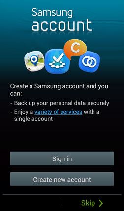 create Samsung account