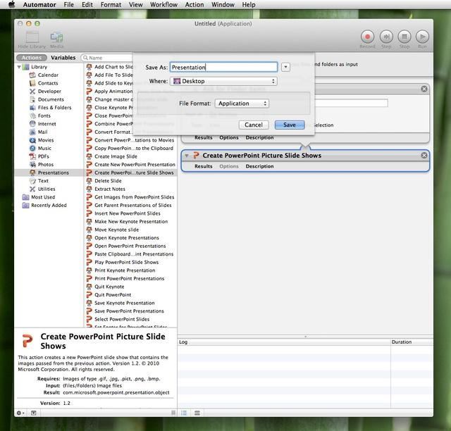 create new powerpoint slideshow automator for mac download