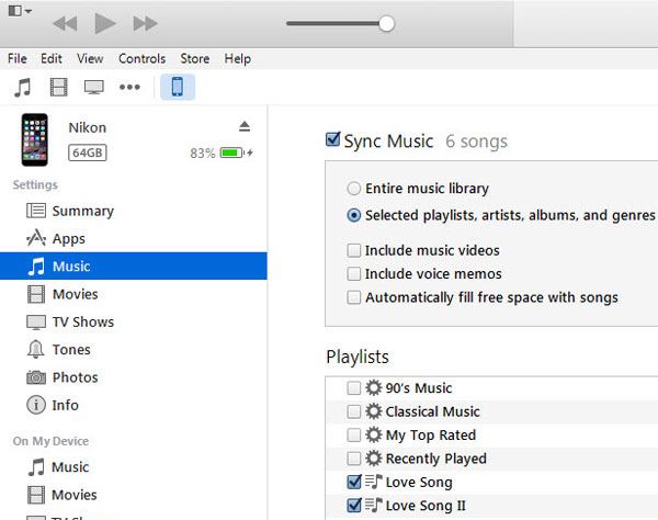 itunes sync playlist to iphone