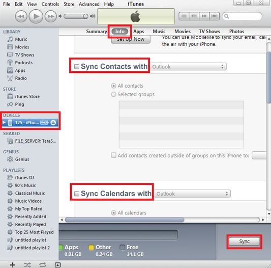 sync ical to iphone via itunes