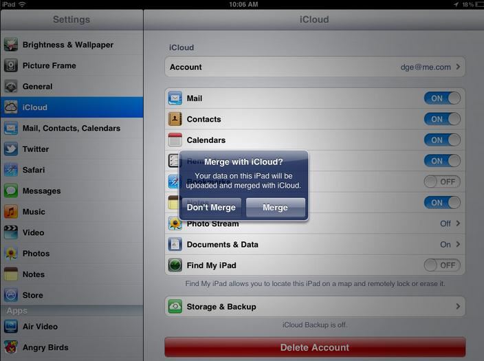 sync iPad to iPhone via iCloud
