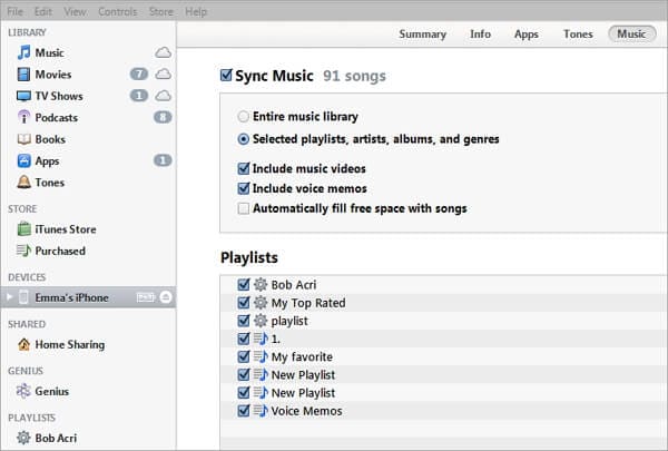 cómo transferir la lista de reproducción de itunes a iphone