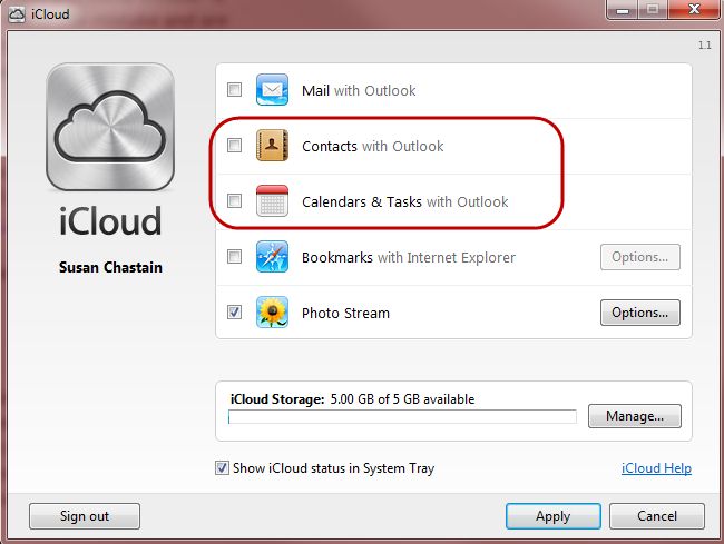 Itunes outlook sync settings