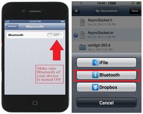 transferencia de archivos Bluetooth para el iPhone