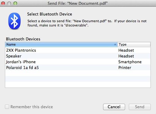 transfert de fichiers Bluetooth