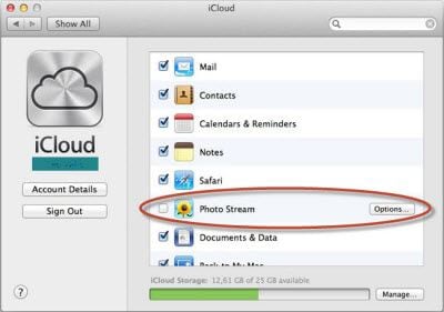 turn on mac photo stream