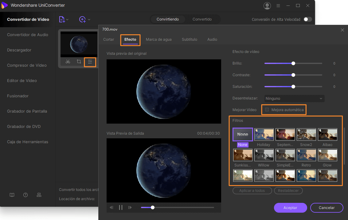 añadir efectos a video usando iskysoft imedia converter deluxe windows