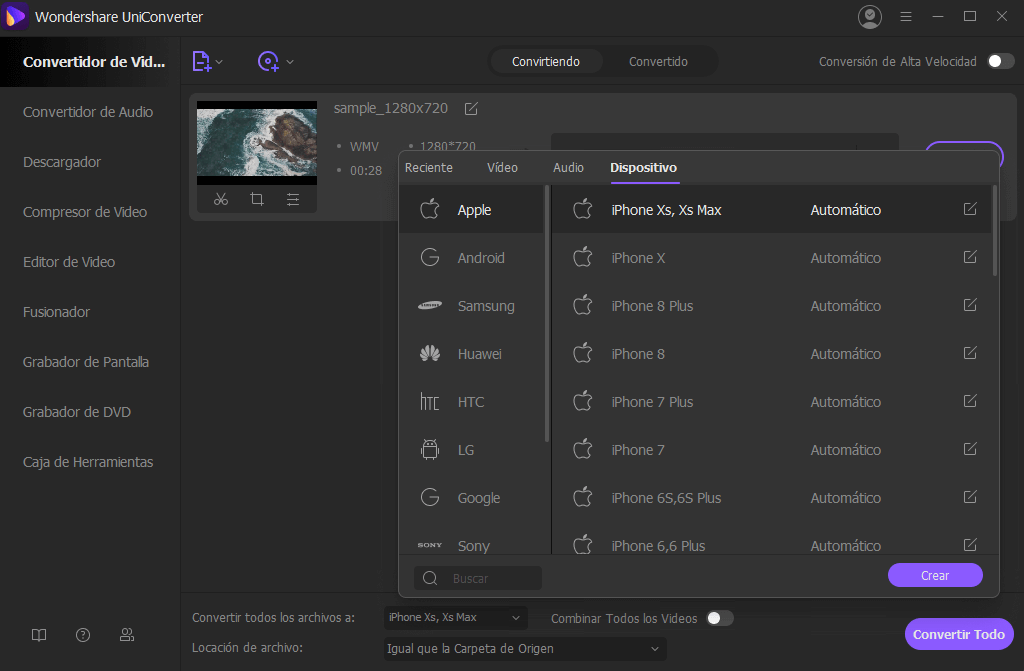 convertir dispositivo usando iskysoft imedia converter deluxe windows