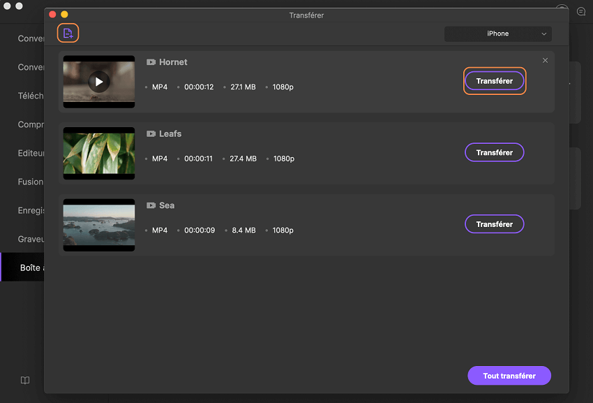 transférer des vidéos à iphone en utilisant uniconverter pour mac