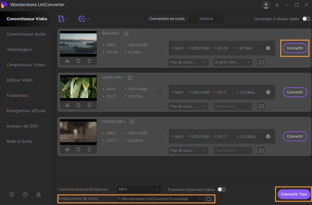convertir des vidéos en utilisant uniConverter pour windows