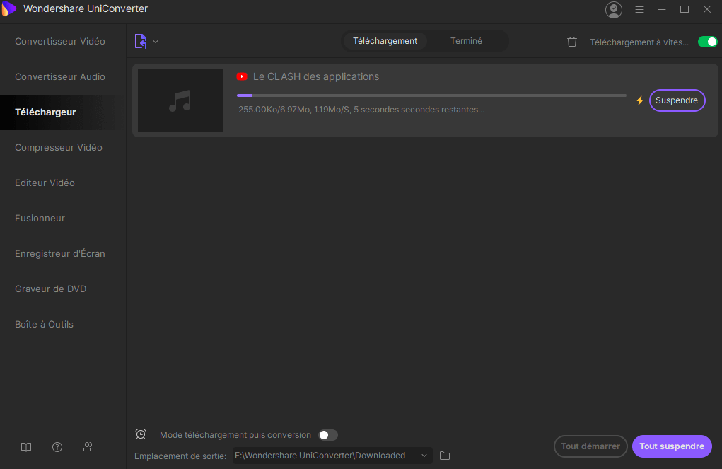 comment télécharger youtube vers mp3 en utilisant uniconverter pour windows