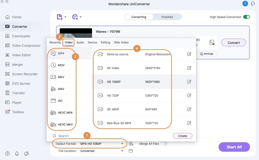 select output file on wmv to mp4 converter