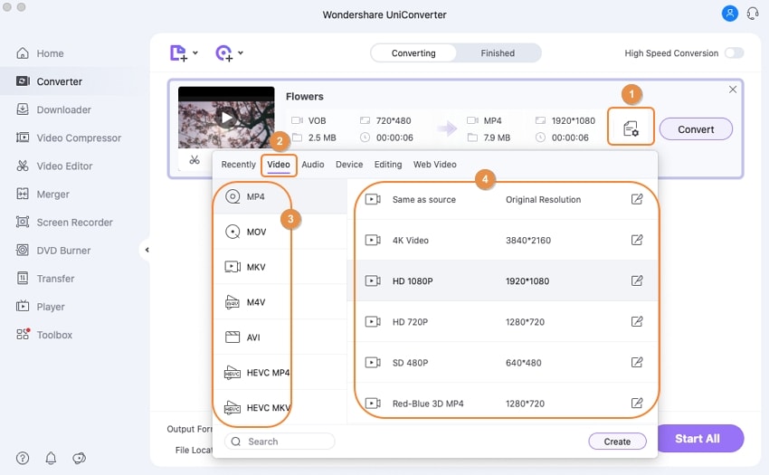 choose mp4 as the format