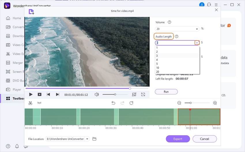 Trim youtube video based on length