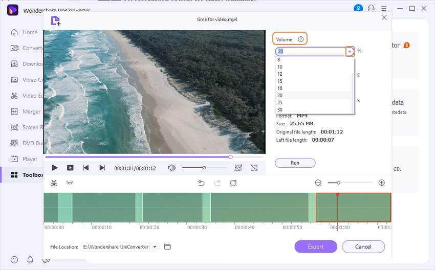 Trim youtube video based on volume