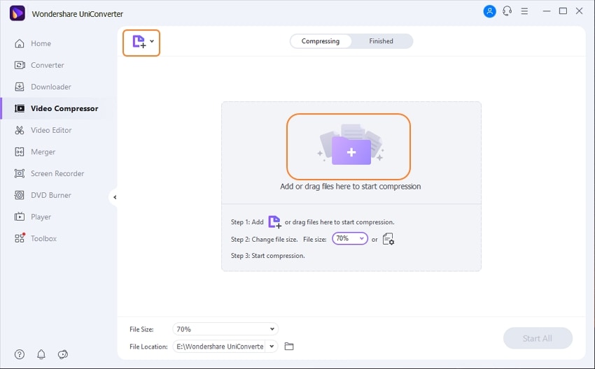 Open iSkysoft video compressor and add video files