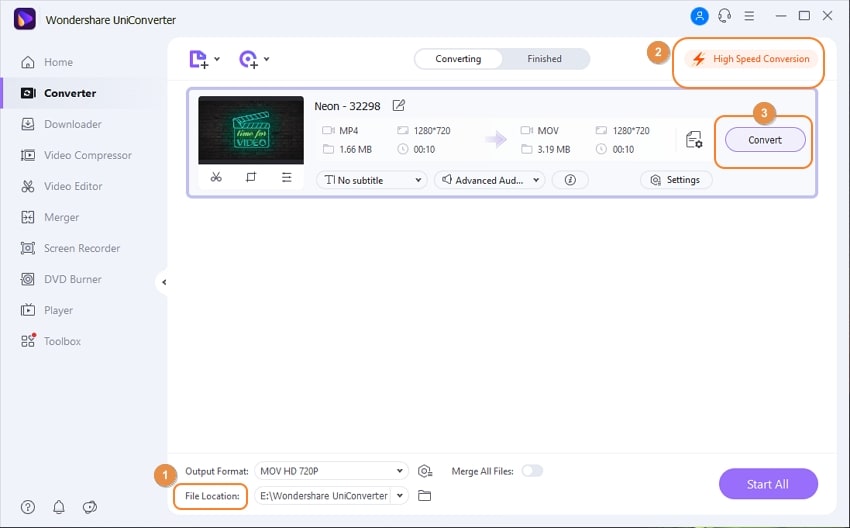 finish flv to mov conversion