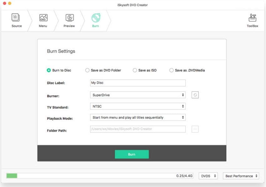 burn movie to dvd mac with iskysoft dvd creator