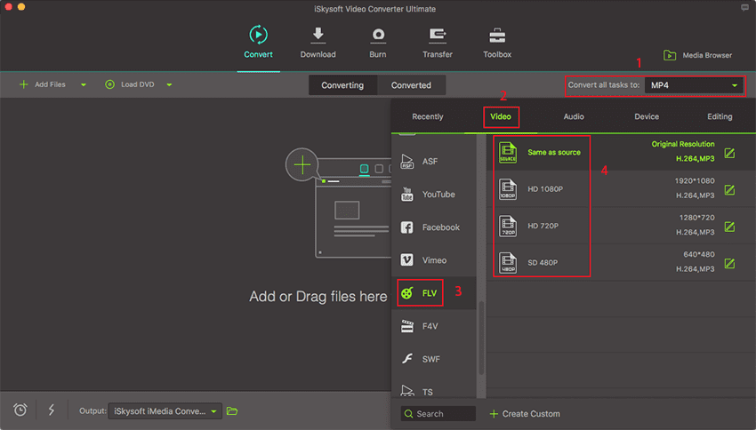 Pick FLV as the output format