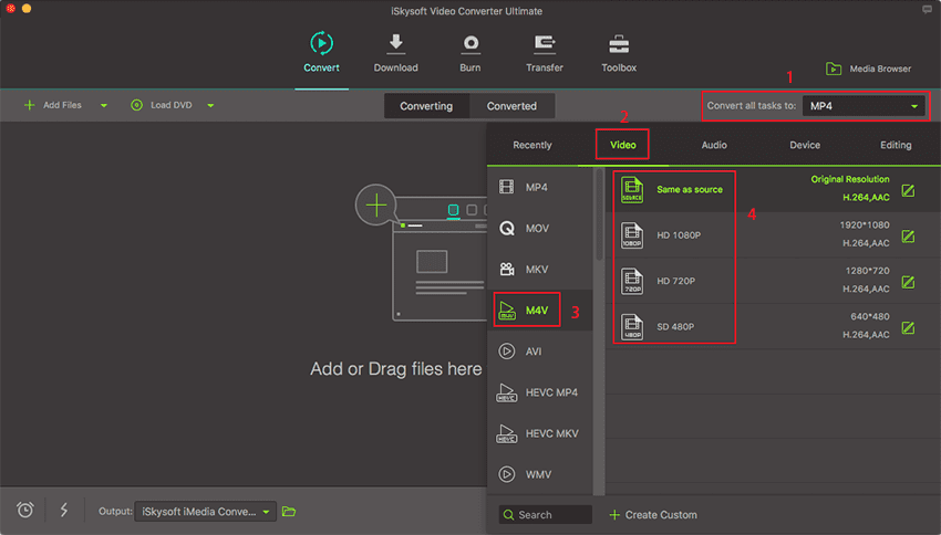 convert mpeg1 to m4v