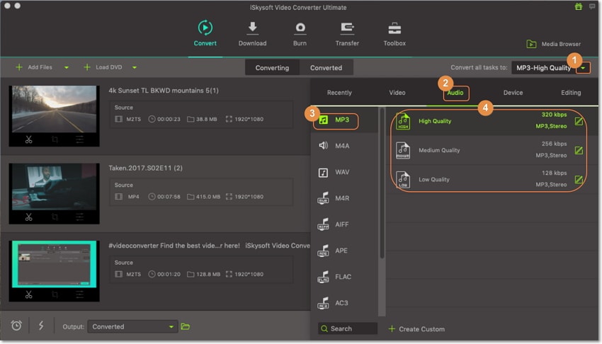 output mts as mp3