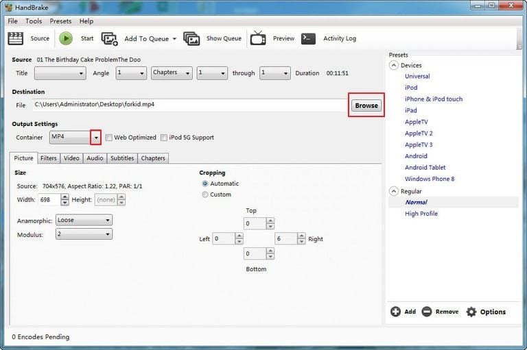 convert dvd to mp4 with handbrake