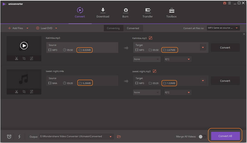 Reduce audio size