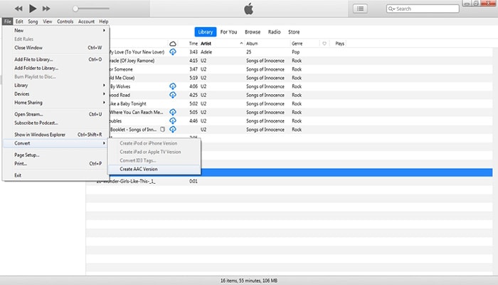 how to convert aac file to mp3 in itunes