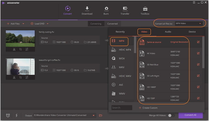 how to change flv to mp4