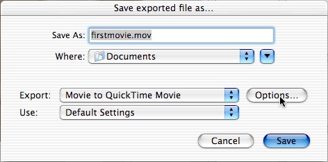 how to save imovie as mov