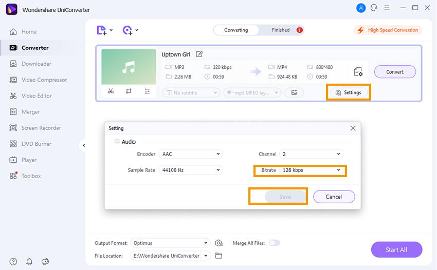 Proceed with Compressing audio file