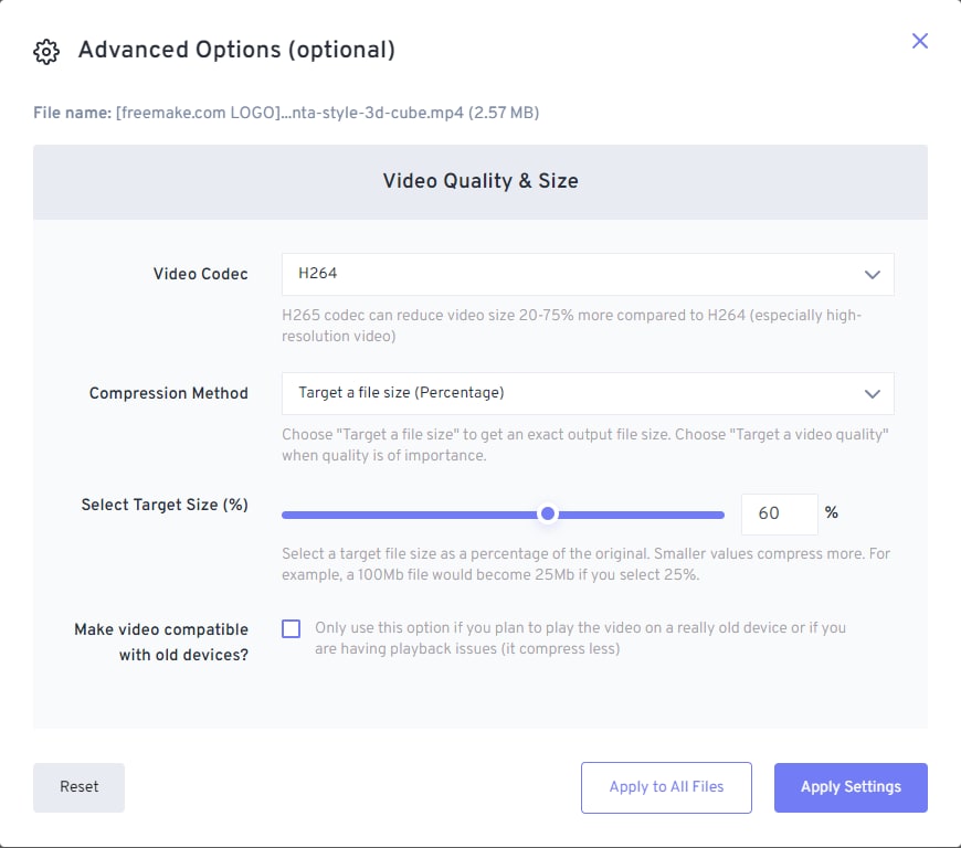 freeconvert compress step 2