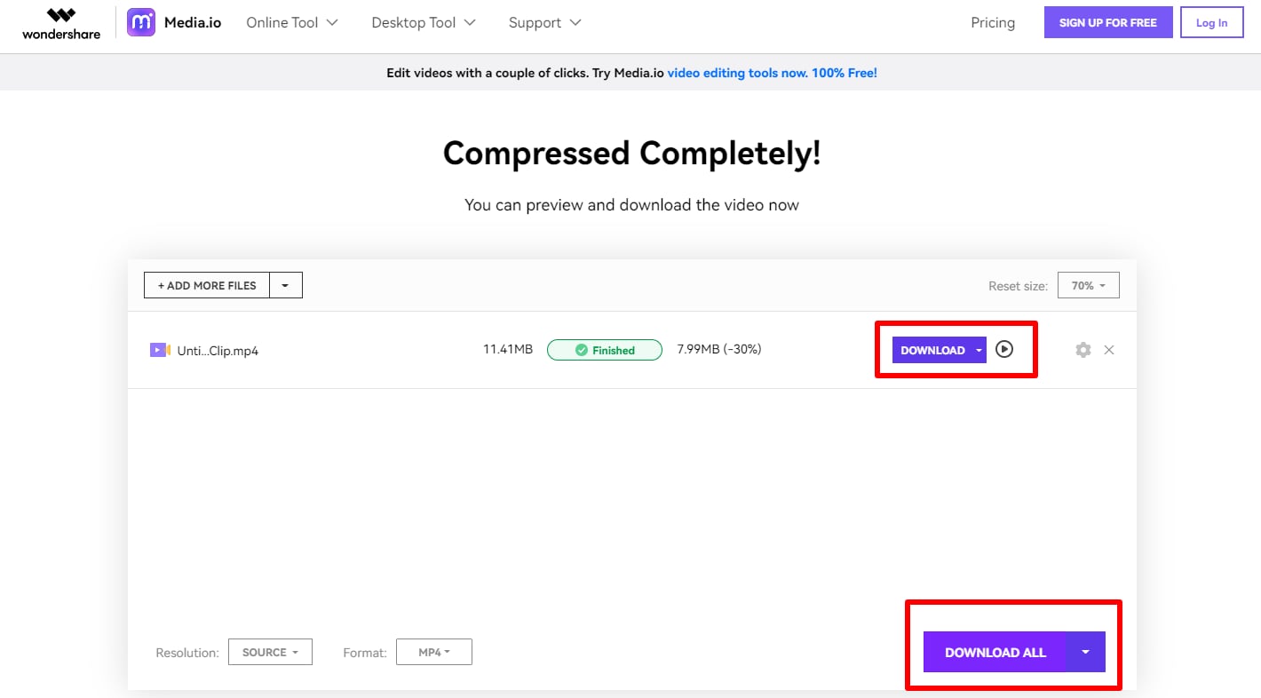 media io compress step 3