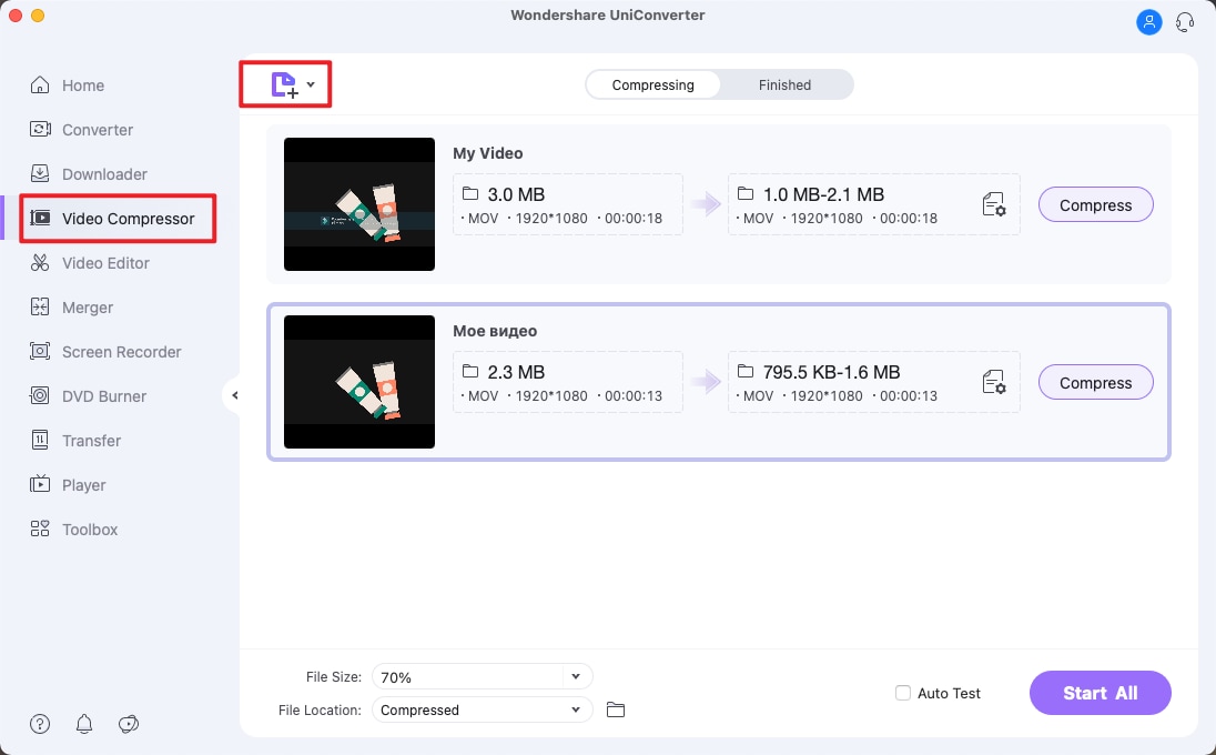  Import long video for Twitter to iSkysoft Video Compressor