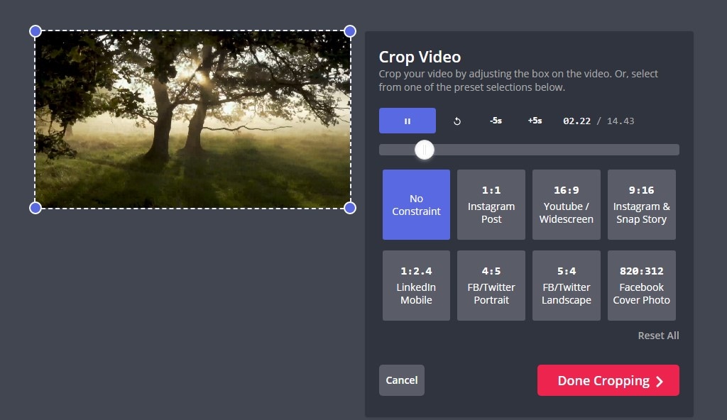 resize video file kapwing