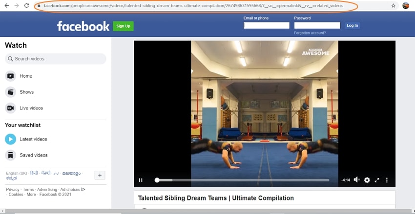 get facebook video url