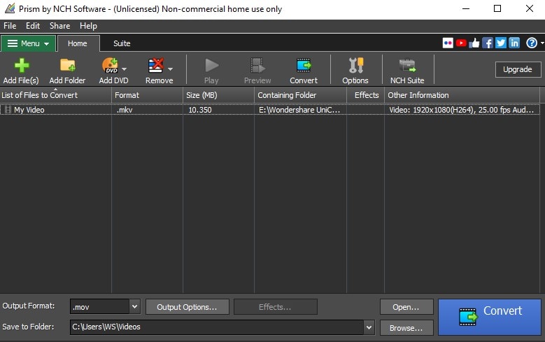 prism mkv to mov converter