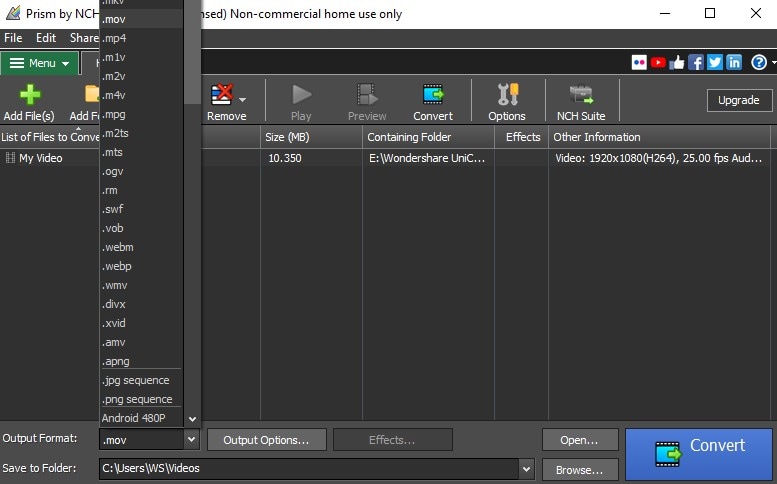 mkv to mov prism converter