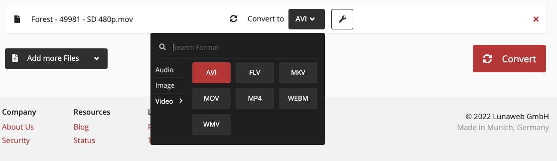 cloudconvert free mov to avi converter