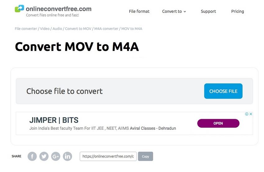 onlineconvertfree from mov to m4a